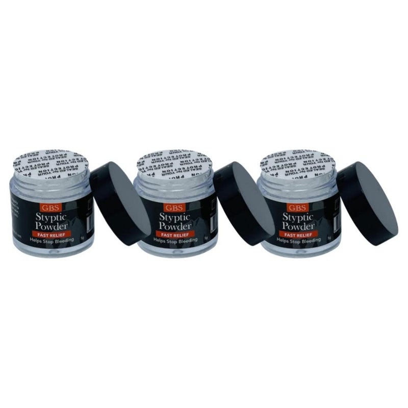 GBS GENTS Styptic Powder .18 oz Twist off Cap and Protective Seal, Pack of 3 - Image 1